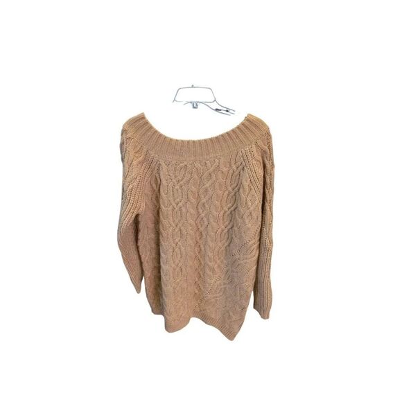 NWT Asos Beige Carmel Long Sleeve Chunky Cable Knit Sweater Mock Neck Women's  8 - Picture 9 of 11